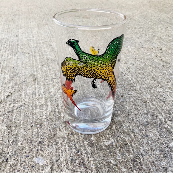 Vintage Hazel Atlas colorful pheasant tumbler glass - Picture 2 of 8